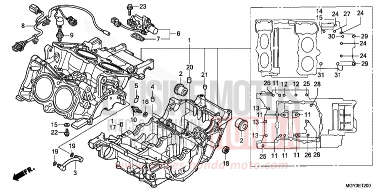 CARTER MOTEUR von VFR800X „Crossrunner“ PEARL FADELESS WHITE (NH341) von 2011